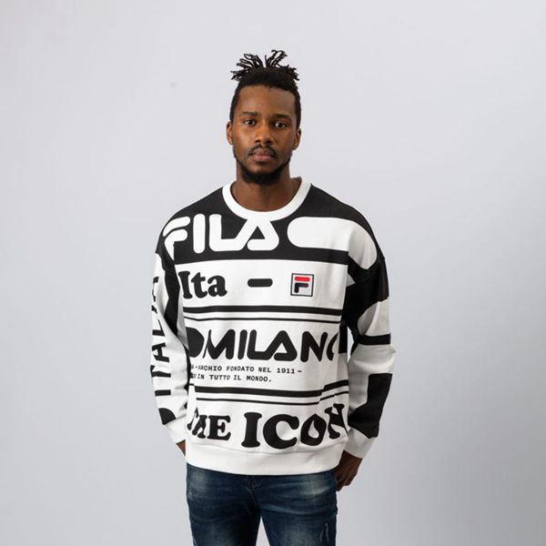 Fila Milano French Terry Crew Men's Sweatshirts - Black,NZ 457-46713